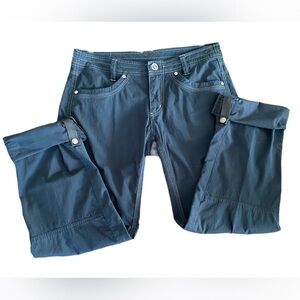 KUHL Navy Cargo Pants, Roll Up, Hiking Camping Patina With Pockets Womens Size 2